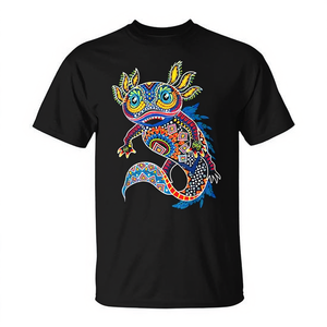 T-shirt mexicain Axolotl, design artistique coloré, unisexe, col rond, manches courtes, impression numérique, promotionnel - Product Image 3