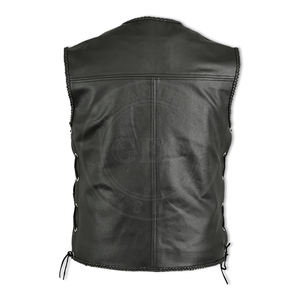 Genuine Leather Vest for Bikers OEM with Multiple Pockets - Product Image 4