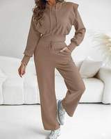 Ensemble décontracté 2 pièces pour femme, été, uni, manches longues, pantalon large, respirant, 100 % polyester, couleur personnalisable, respectueux de l'environnement