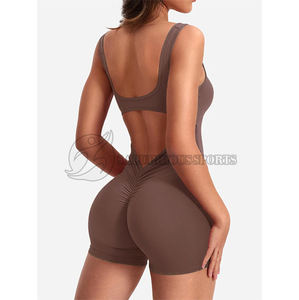 Conjunto de gimnasio de Yoga sin costuras sin espalda y entrecruzado para mujer, patrón sólido, deportes, Fitness, traje de talla grande, ajustado - Product Image 4