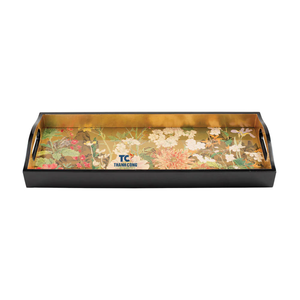 ถาดเสิร์ฟแล็กเกอร์ MDF ทรงสี่เหลี่ยมผืนผ้าพร้อมดีไซน์ดอกไม้หรูหราสำหรับร้านอาหารโรงแรมและร้านกาแฟสุดหรู - Product Image 1