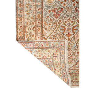 Tapis en soie noué à la main Gulmarg Gold, grand format rectangulaire, motif floral classique traditionnel chinois pour la maison, le couloir - Pae-6435 - Product Image 5