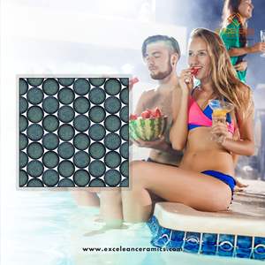 Carreaux de piscine en mosaïque bleue au design moderne antidérapant 30x30cm personnalisés résistants à l'eau pour piscines résidentielles et commerciales salles de bains villas - Product Image 2