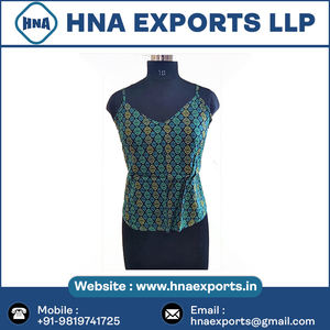 2023 Top de algodón Popular para mujer con cintura Smocking Casual estampado temporada de verano tela tejida al por mayor de proveedor indio - Product Image 6