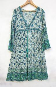 ผ้าฝ้ายดีไซน์ธรรมชาติ ชุดเดรสยาวพิมพ์ลายสไตล์ตะวันตกทันสมัยสำหรับผู้หญิง สาวๆ  พร้อมสี ขนาด และชุดต่างๆ ที่สามารถปรับแต่งได้ - Product Image 5