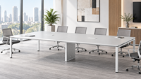 Table de réunion moderne, table de conférence de bureau avec plateau en bois durable et structure en métal pour salle de conférence de bureau d'entreprise