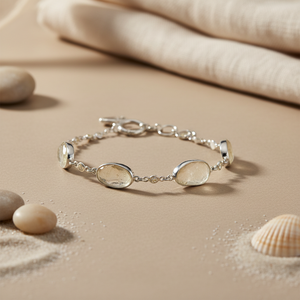 Bracelet en argent pour femme, style bohème, orné de perles, de grenats et d'améthystes, bijoux religieux chrétiens - Product Image 1