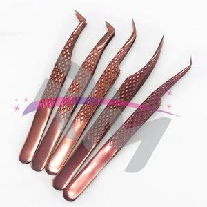 RMI Top Produit En Acier Inoxydable Diamant Grip Extension De Cils Pince À Épiler Matériel De Haute Qualité Meilleure Qualité Or Rose Plasma Couleur - Product Image 1