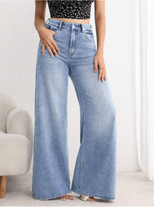 Pantalon en jean pour femmes taille moyenne personnalisé pantalon en denim décontracté de couleur unie pantalon en jean pour femmes pantalon baggy ample en duvet personnalisé Vintage - Product Image 4