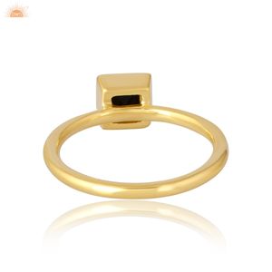 Onyx noir pierre précieuse forme carrée 14k lunette en or massif réglage belle bague faite à la main fabricant de bijoux personnalisé - Product Image 4