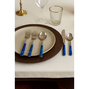 Dernier ensemble de couverts en acier inoxydable avec poignée en os bleu Finition argentée Vaisselle de table à manger pour mariage - Product Image 3