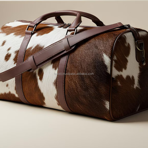 Sac de voyage de luxe en cuir de vachette pleine fleur avec fermeture éclair, léger, 20-35L, style vintage, unisexe, pour week-end et bagage à main - Product Image 5