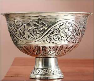 Cuenco para servir de latón de diseño clásico con Base para el hogar, Hotel, restaurante, vajilla de mesa, cuenco para servir aperitivos de frutas de Color plateado - Product Image 4