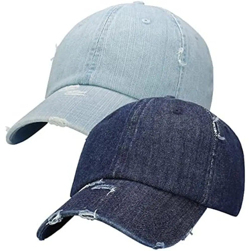 Gorras de béisbol lavadas con logotipo personalizado de alta calidad, gorras de béisbol de algodón liso de mezclilla suave Vintage para hombres y mujeres