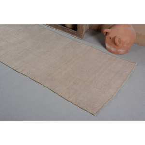 Alfombra de lana Beige rústica hecha a mano, área grande, 3,6x12,4 pies, diseño turco Vintage, patrón de retazos para pasillo, habitación, respaldo de látex - Product Image 4