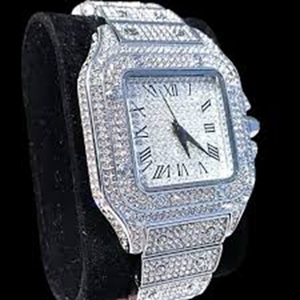 Montre fine en moissanite avec diamants pour hommes et femmes Montre de haute qualité en pierres précieuses naturelles VVS - Product Image 2