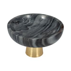 Juego de cuencos decorativos de mármol Rockwell, diseño moderno negro y marrón con base de pedestal, cuencos de mármol elegantes para decoración del hogar con estilo - Product Image 4