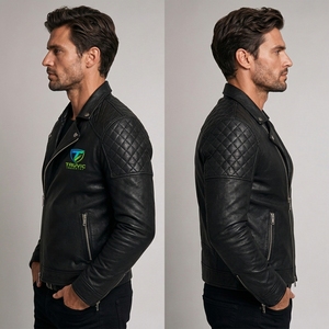 Veste en cuir pour homme de qualité supérieure, coupe-vent, chauffante, col rabattable, coutures durables, personnalisation de la marque, qualité d'exportation - Product Image 5