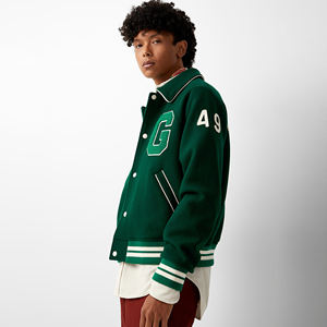 Veste bomber sportive sur mesure pour homme, style varsity, baseball, lettreman, coupe-vent, légère, noire, marque personnalisée, hiver, laine - Product Image 2