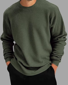 T-shirt à manches longues en coton 100% de haute qualité, 240 GSM, épaules tombantes, taille personnalisée, logo multicolore, t-shirt à col rond surdimensionné pour homme - Product Image 4