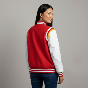 Custom Made Loose Fit Oversize Winter Wear Color Block Varsity <b>Jacket</b> For Women Custom Chenille Embriordery logo Varsity <b>Jacket</b> - Product Image 2