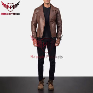 Chaqueta de cuero marrón de estilo clásico Raiden para hombre 100% estilo motorista genuino invierno adecuado con diseño personalizado - Product Image 2