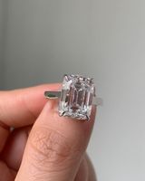 Bague de fiançailles en diamant de laboratoire taille émeraude brillant 4,0 carats, or blanc 14 carats, bijou classique solitaire, cadeau d'anniversaire pour elle