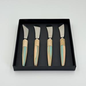 Juego de 4 Cuchillos para Mantequilla de Acero Inoxidable con Mango de Madera y Resina, para Uso en el Hogar y Restaurantes, Juego de Cuchillos para Mantequilla de la Mejor Calidad - Product Image 5