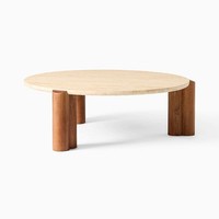 Table basse extensible portable en marbre et bois de manguier marron – Meuble de maison durable, écologique et personnalisable pour la vente en gros