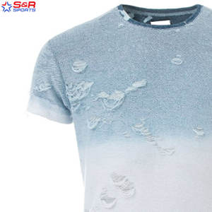T-shirt de détresse 100% coton uni avec service OEM pour hommes T-shirts de détresse respirants nouvelle mode de couleur unie taille personnalisée - Product Image 4