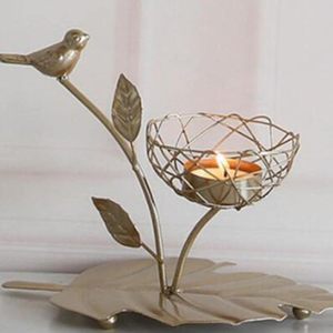 Bougeoir en métal antique décoratif Bougeoir en fer vintage pour table à manger de salon - Product Image 6