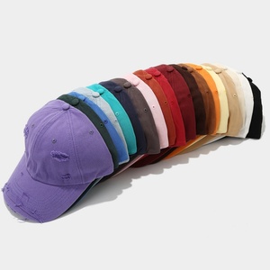 หมวกแก๊ปเบสบอลแบบใหม่มีฉีกเป็นชิ้นๆใช้ได้ทั้งชายและหญิงหมวกลำลองแบบ6แผงผ้าฝ้ายแบบสปอร์ตปรับได้ - Product Image 3