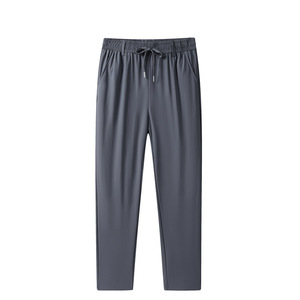 กางเกงขายาวผู้ชายผ้าไหมน้ำแข็งบางเบา ระบายอากาศ แห้งเร็ว เอวกลาง ทรงตรง ขาตรง สไตล์ลำลอง สำหรับเล่นกีฬา - Product Image 4