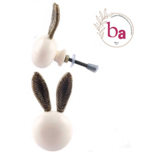 มือจับดึงกระต่ายโลหะเรซินสีขาวแบบทันสมัยสำหรับตู้ห้องครัวห้องนอนตู้ลิ้นชักลูกบิดเซรามิกสำหรับใช้ในห้องน้ำสินค้าส่งออก - Product Image 1