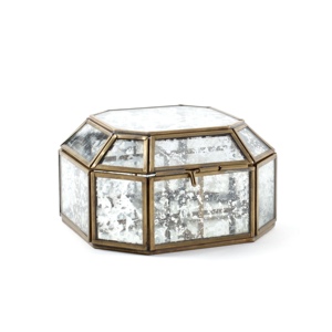 กล่องเครื่องประดับแก้ววินเทจทองเหลืองสีทองโลโก้ที่กำหนดเองพร้อมแก้วปรอทและช่องสำหรับการจัดเก็บเครื่องประดับกล่องของขวัญ - Product Image 4