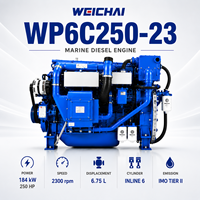 Moteur marin SCDC WP6C250-23 Weichai 250HP 168kW 2230 tr/min, neuf, 6 cylindres, turbocompressé, pour propulsion de bateau