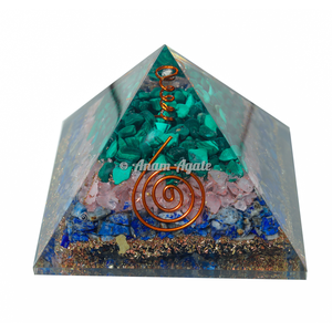 Turquesa y turmalina tallada Orgone piedra pirámide Feng Shui estilo piedra preciosa ágata para protección EMF y uso de recuerdo - Product Image 2