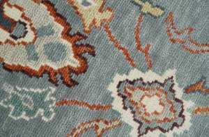 Tapis persan bleu surteint - Tapis en laine de style Ziegler vintage 9x12 - Product Image 3