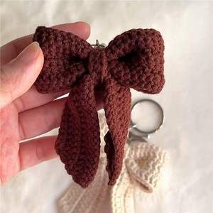Acki Aluminum Crochet Cotton Car Keychain <b>Bow</b> Modern Cute Creative <b>Gift</b> Hand-woven Finished Bag Pendant Model S01 - Product Image 3