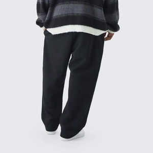 กางเกงวอร์มขาตรงของผู้ชายกางเกงผ้าฟลีซผ้าฝ้าย100% สีพื้นพิมพ์ลายโลโก้แบบกำหนดเอง - Product Image 3