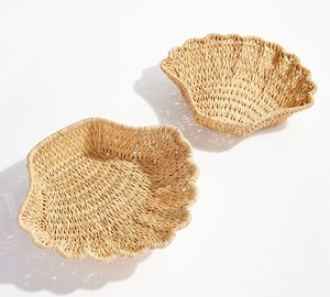 Sustainable Rattan Shell-shaped Bowls Charming Rattan Serving Bowl for <b>Dinnerware</b> - Product Image 5