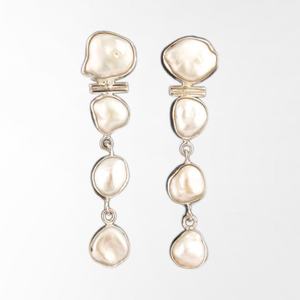 Natural White Pearl 925 Sterling <b>Silver</b> 18k Gold Plated for Women and Girls Cute <b>Long</b> <b>Earring</b> - Product Image 3
