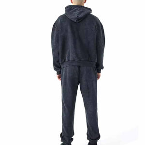 Ensemble de survêtement sportif en molleton mi-lourd à capuche imprimé délavé à l'acide pour homme, fabriqué en usine OEM - Product Image 3