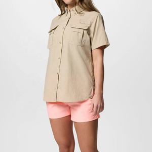 Chemises de pêche décontractées pour femmes de haute qualité à manches courtes avec broderie et décoration de boutons pour l'été - Product Image 6