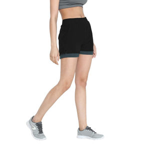 Shorts de sport pour femmes de qualité supérieure, respirants, en polyester extensible, micro-tissu, shorts de yoga sexy, poche, logo - Product Image 2