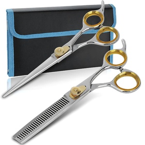 Ensemble de coupe de cheveux de barbier professionnel de haute qualité pour droitier poignée en acier inoxydable ciseaux Type de lame droite rasoir amincissant - Product Image 6