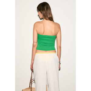 ETHIQUET TIRAE Top bustier ajustado sin tirantes con estampado frontal para mujer - Product Image 6