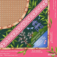 Tapis de mahjong LuxJong 33,5*33,5 pouces en néoprène/polyester imperméable rose vert motif jardin oriental pagode bambou antidérapant pour table