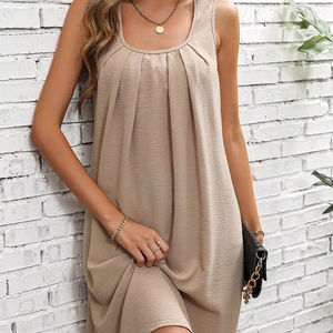 Elegante abito a-line con scollo a U allentato da donna comodo Top alla moda con motivi solidi per occasioni Casual eleganti - Product Image 1