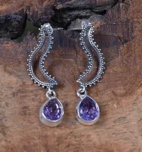 Bijoux pour femmes Boucles d'oreilles style bohème en argent 925 Sterling Silver Amethyst Gemstone Trending Handmade Gift Love - Product Image 3
